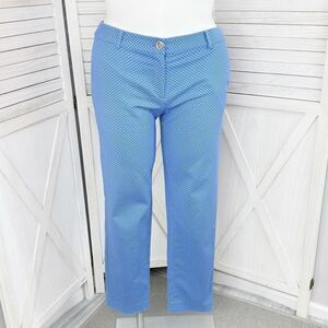Michael Michael Kors Polkadot‎ Crop Chino Pants Blue White 10 Cotton Twill